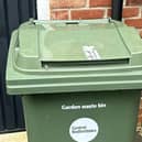 A Central Bedfordshire Council green waste bin.