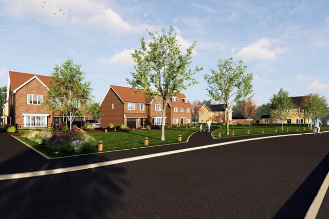 An artist's impression of the new housing development agreed for Arlesey Cross which will have a range of 146 new homes, a third of which are classed as affordable housing.