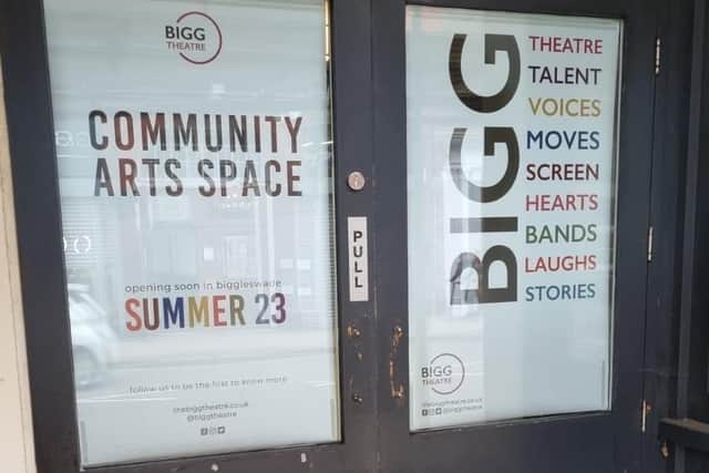 The doors to the new Bigg Theatre which is scheduled to open late summer.