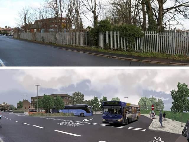 Top: The view of the site before and below: an artist's impression of the site once work is complete