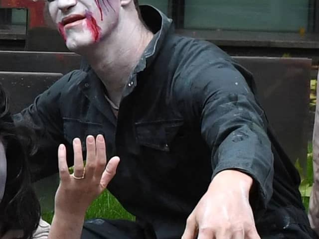 Alistair Strathern, who hopes to take Nadine Dorries' seat for Labour, taking part of a zombie-themed Greenpeace protest outside the Home Office in London (Chris J Ratcliffe/Greenpeace/PA Wire)