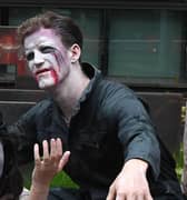 Alistair Strathern, who hopes to take Nadine Dorries' seat for Labour, taking part of a zombie-themed Greenpeace protest outside the Home Office in London (Chris J Ratcliffe/Greenpeace/PA Wire)