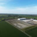 Aerial view of the warehouse and yard