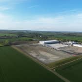 Aerial view of the warehouse and yard