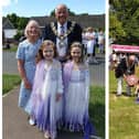 Sandy Carnival. Left - Sandy Carnival Princesses Thalia Gretel Cahill-Ritter and Georgia Goodwin, along with Mayor Mr Martin Pettitt, and Mrs Pettitt, who lead the parade.