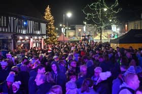 A crowd packed the market square for the switch on event.