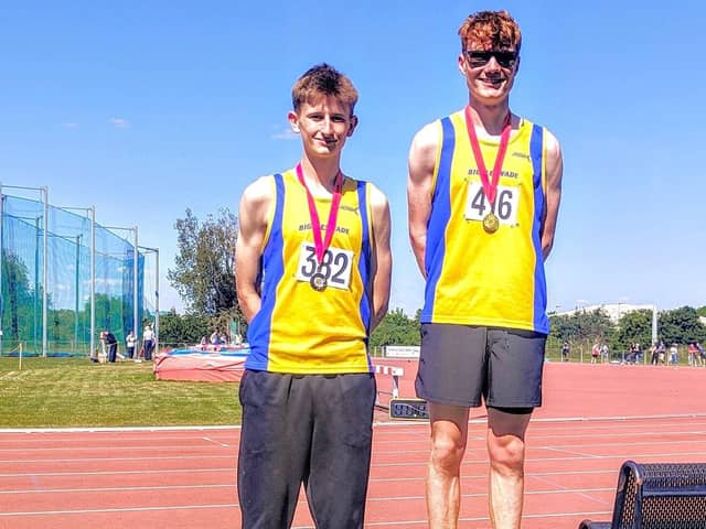Two of Biggleswade AC’s medal winners − Henry Knox (right) with gold and Sidney Hammond with silver in the U17 800m.