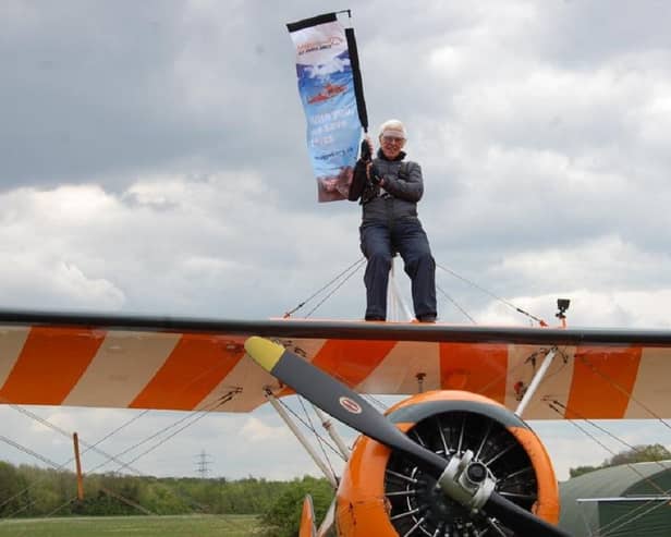 Dudley's wing walk: flying the flag for Magpas
