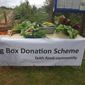 Each box from the Veg Box Donation Scheme contains fresh fruit, vegetables, herbs and eggs.