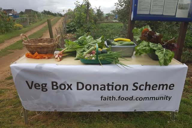 Each box from the Veg Box Donation Scheme contains fresh fruit, vegetables, herbs and eggs.
