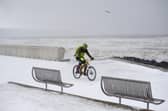A brave cyclist takes a trip along the Prom in Kirkcaldy during the ‘Beast from the East’ weather in February 2018.