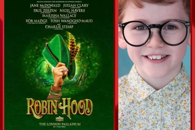 The poster for Robin Hood, and right, Jack, who is represented by TTA Kids. Headshot: AP Wilding.