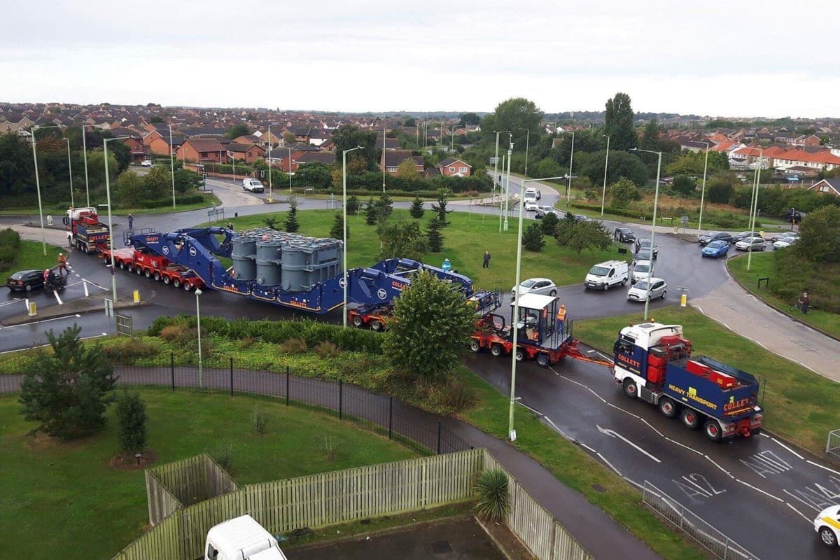 Two giant supergrid transformers arriving in Dunton 