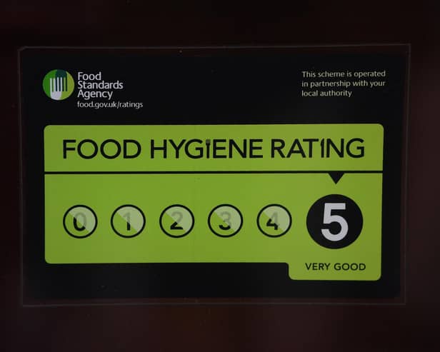 A Food Standards Agency rating sticker. Image: Victoria Jones/PA.