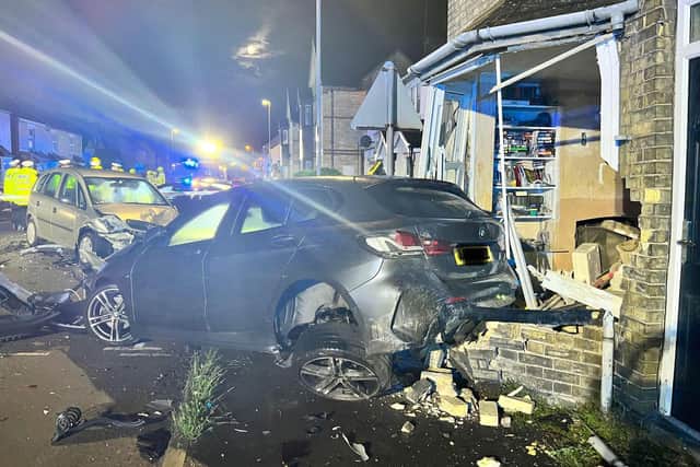 Dramatic photo of aftermath when car crashed into a house in Arlesey on Wednesday morning