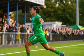 Amir Hadi celebrates his cheeky equaliser. All photos courtesy of Guy Wills Sports Photography.