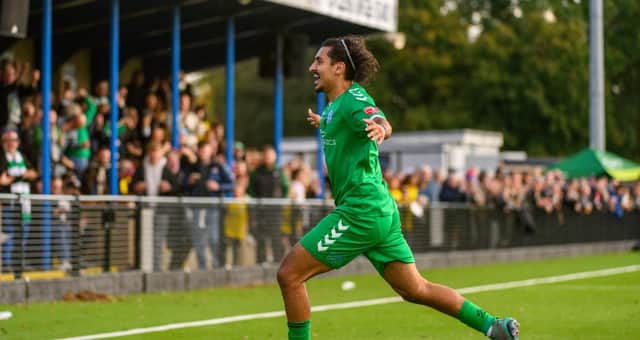 Amir Hadi celebrates his cheeky equaliser. All photos courtesy of Guy Wills Sports Photography.