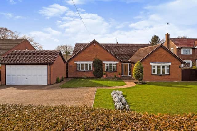 This huge, five-bedroom, detached bungalow on Moor Road, Papplewick is on the market for £650,000 with Hucknall-based estate agents Bairstow Eves.