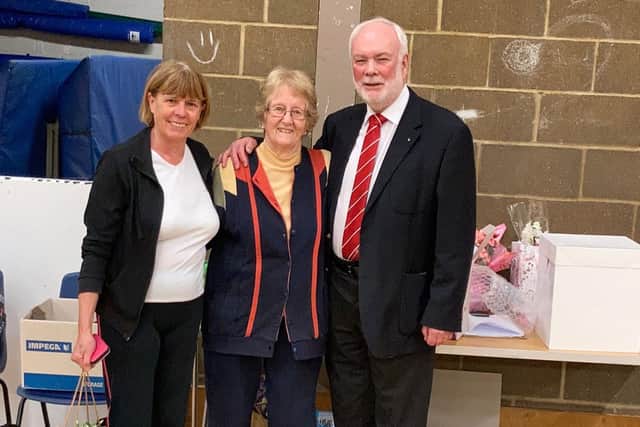 Janice and fellow retiring volunteer, Sue with Derek.