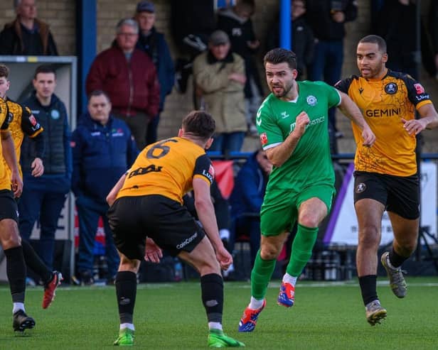 Action from Biggleswade FC's game at home to Real Bedford on Saturday. Photo: Guy Wills Sports Photography.