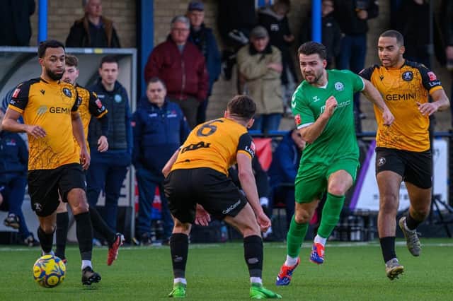 Action from Biggleswade FC's game at home to Real Bedford on Saturday. Photo: Guy Wills Sports Photography.