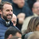 England manager Gareth Southgate takes his seat for the English Premier League football match between Newcastle United and Aston Villa at St James' Park in Newcastle-upon-Tyne, north east England on October 29, 2022. (Photo by LINDSEY PARNABY/AFP via Getty Images)