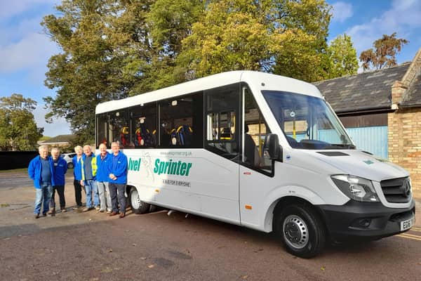 The new vehicle. Image: Ivel Sprinter community bus service.