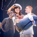 Georgia Lennon as Paula Pokrifki and Luke Baker as Zack Mayo in An Officer and a Gentleman. (Image: Marc Brenner)