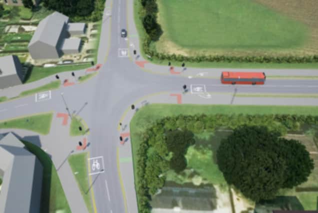 An artist impression showing the planned new junction where the road connects to Arlesey High Street.