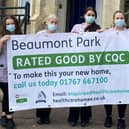 Staff celebrate at Beaumont Park nursing home. Image: Healthcare Homes.