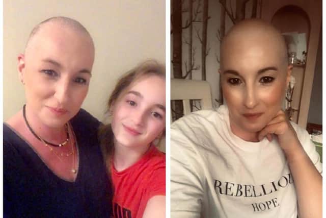 Sarah Crone with her daughter, Hannah. Right: Rebellious Hope - Sarah has been inspired by cancer campaigner, Dame Deborah James. Sarah advises people not to go hunting for statistics in the internet if they have been diagnosed with cancer.