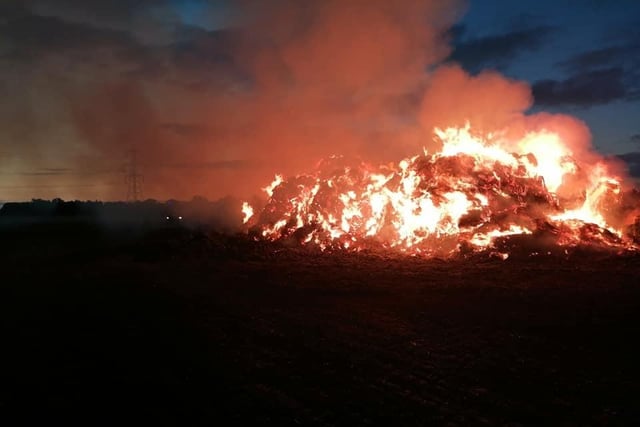 The blazing straw. Image: Bedfordshire Fire and Rescue Service.