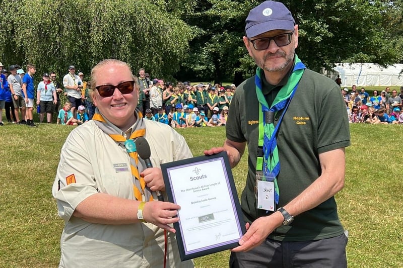 Adult volunteer Nick Gurney from Biggleswade Neptune Cubs with 40 years of service