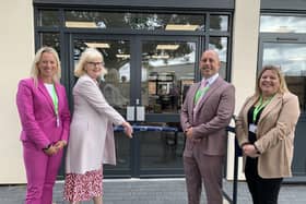 From left, Joanne Young, Ilona Bond, Dr Alan Lee and Chloe Dowden declare the new Sixth Form open