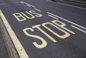 File photo of a bus stop sign painted on road. Picture: Paul Cartwright