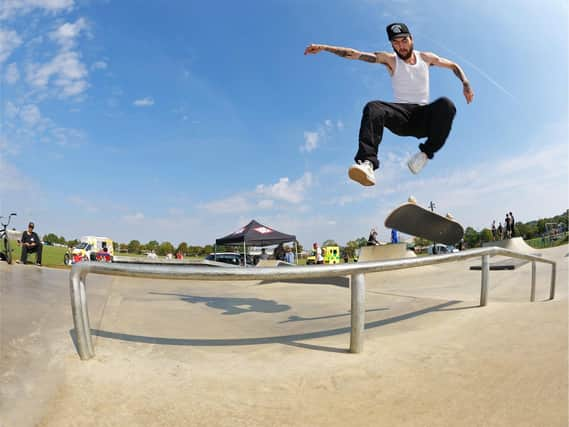 Some fantastic skills were demonstrated by regular members of Sandy Skatepark