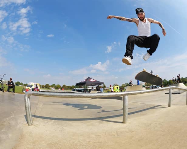 Some fantastic skills were demonstrated by regular members of Sandy Skatepark