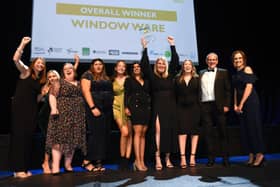 Bedford based Window Ware celebrate after receiving the Bedford Borough Council Service Excellence Award and the Overall Winner title