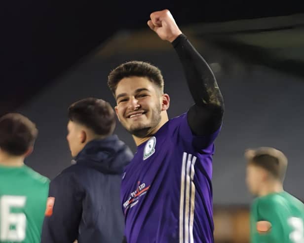 Waders goalkeeper Jack Berman celebrates after the shoot-out. Photo: Linda Babaie.