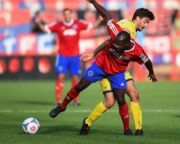 Kieron Forbes, pictured in action for Aldershot, has re-joined Biggleswade Town.