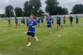 Biggleswade United warm up ahead of their game with Welwyn last weekend. Photo: BUFC.