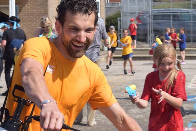 Principal Tom Clarke was armed with a super soaker!