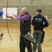 Pictured in action (l-r) are Lesley Brown, Mike Collins and Sidney Howard-Jude.