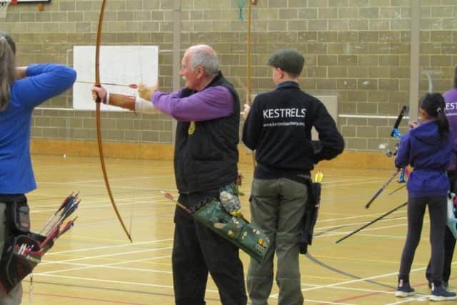 Pictured in action (l-r) are Lesley Brown, Mike Collins and Sidney Howard-Jude.