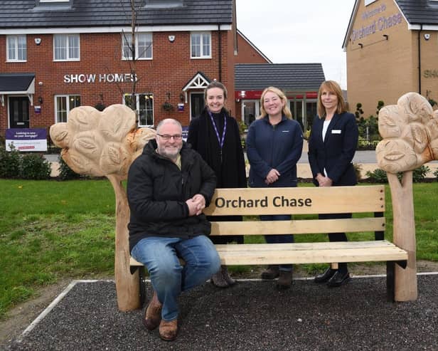 Jeanette Stevens and Rebecca Vardon from Taylor Wimpey South Midlands alongside Peter Leadbeater, artist, and Siobhan Vincent from Central Bedfordshire Council. Picture: Taylor Wimpey