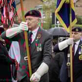 Royal British Legion standard bearers took part in the Remembrance Day Parade in Sandy. Picture: Carlos Santino