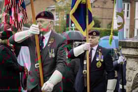 Royal British Legion standard bearers took part in the Remembrance Day Parade in Sandy. Picture: Carlos Santino