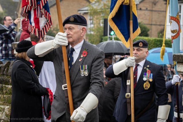 Royal British Legion standard bearers took part in the Remembrance Day Parade in Sandy. Picture: Carlos Santino