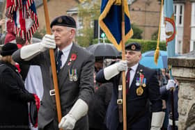 Royal British Legion standard bearers took part in the Remembrance Day Parade in Sandy. Picture: Carlos Santino