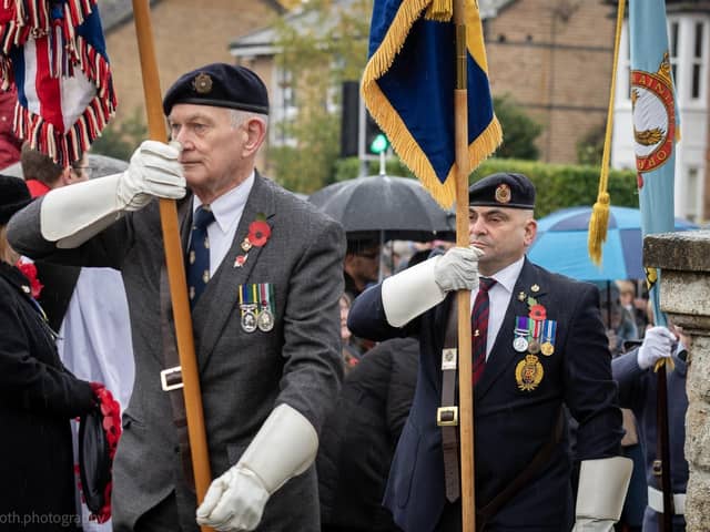 Royal British Legion standard bearers took part in the Remembrance Day Parade in Sandy. Picture: Carlos Santino